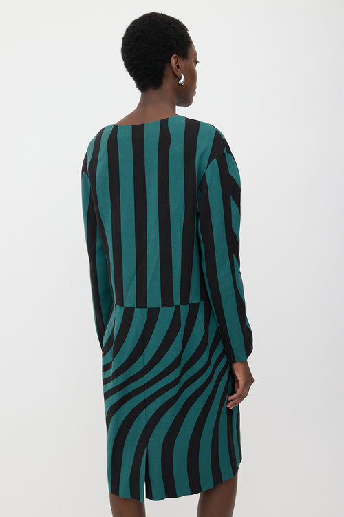Dries Van Noten Wool Striped Midi Dress