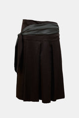 Dries Van Noten Wool & Silk Pleated Tie Skirt