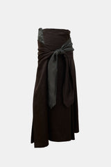 Dries Van Noten Wool & Silk Pleated Tie Skirt