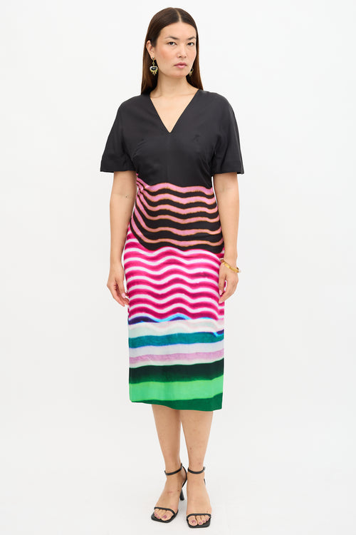 Dries Van Noten X Len Lye Satin Striped Dress