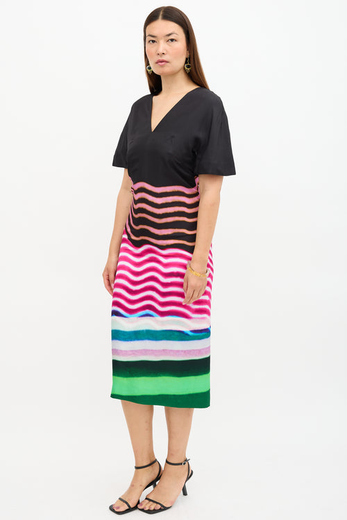 Dries Van Noten X Len Lye Satin Striped Dress