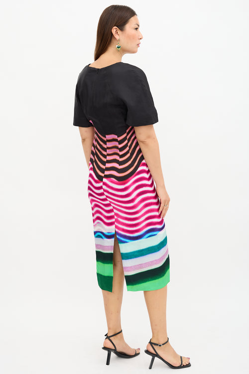 Dries Van Noten X Len Lye Satin Striped Dress
