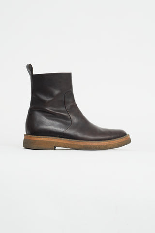 Dries Van Noten Brown Leather Gum Sole Ankle Boot