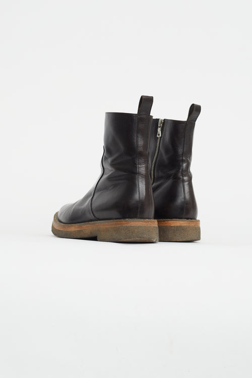 Dries Van Noten Brown Leather Gum Sole Ankle Boot