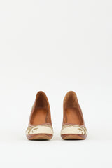 Dries Van Noten Cream & Multi Canvas Floral Wedge