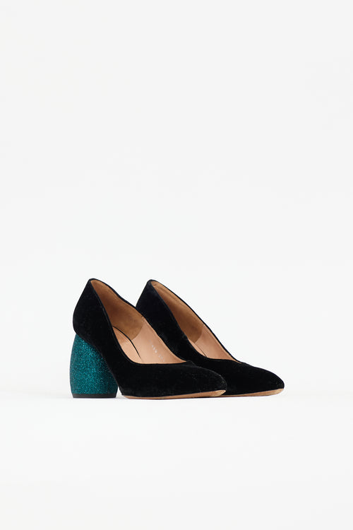 Dries Van Noten Velvet & Glitter Pump