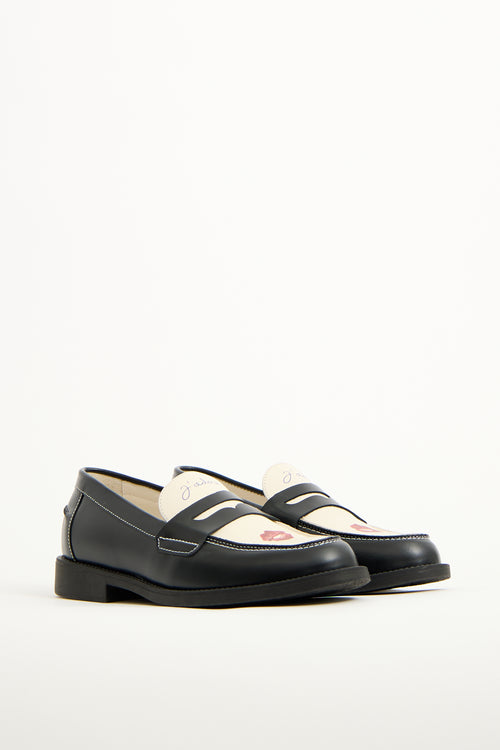 Duke + Dexter Black & White Leather Wilde Kiss Loafer