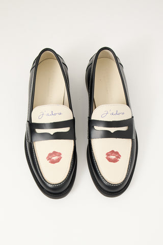 Duke + Dexter Black & White Leather Wilde Kiss Loafer