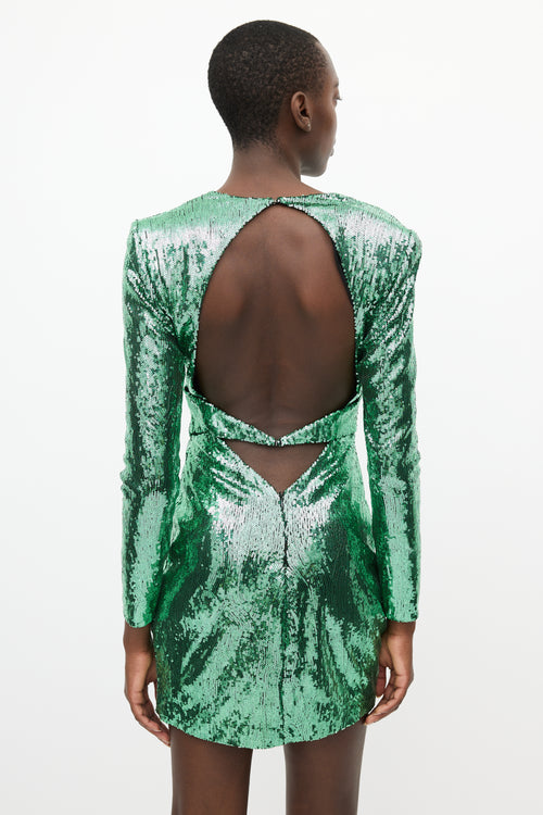 Dundas Green Sequin Long Sleeve Dress