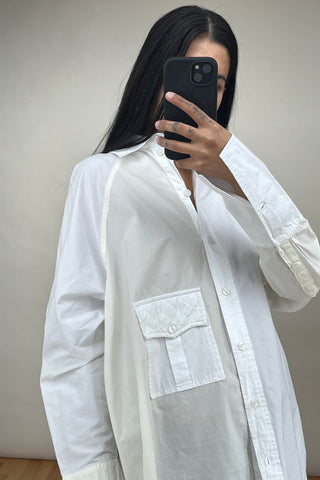 Ganni White & Cream Oversized Button Up Shirt