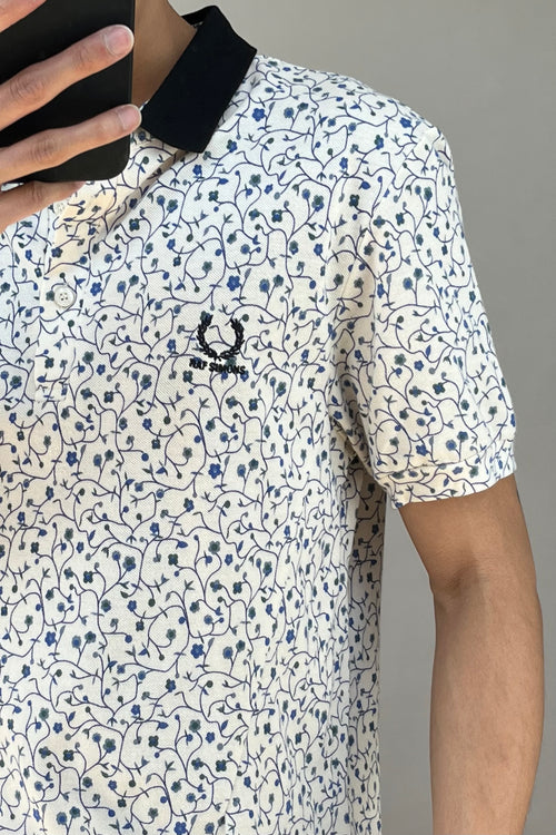 X Fred Perry White & Multicolor Floral Polo