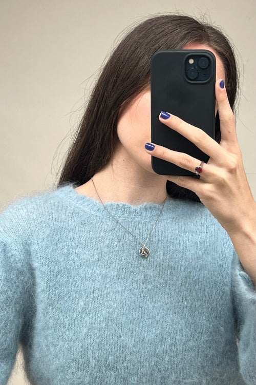 Light Blue Mohair Cropped Sweater