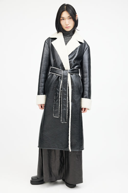 EENK Black & White Faux Leather Shearling Jacket