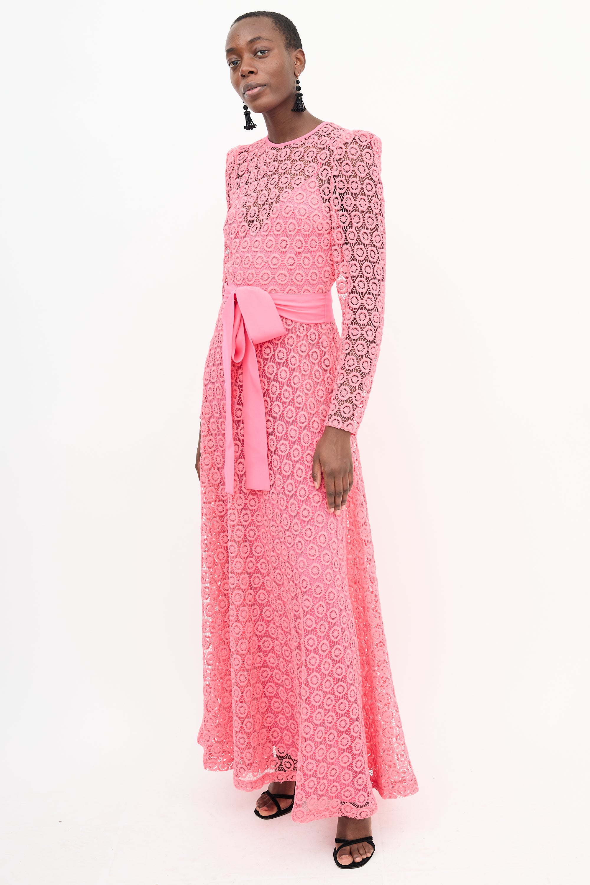 Elie Saab // Pink Silk Blend Lace Dress VSP Consignment Elie Saab // Pink Silk Blend Lace Dress VSP Consignment