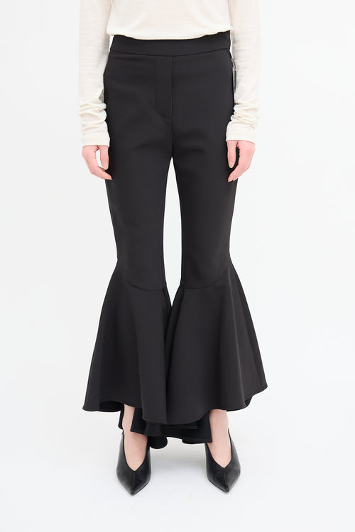 Ellery Black Sinuous Cropped Flared Trouser