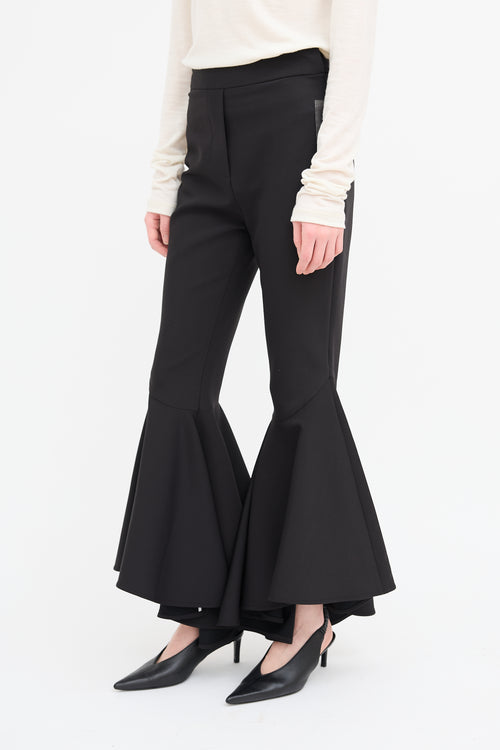 Ellery Black Sinuous Cropped Flared Trouser