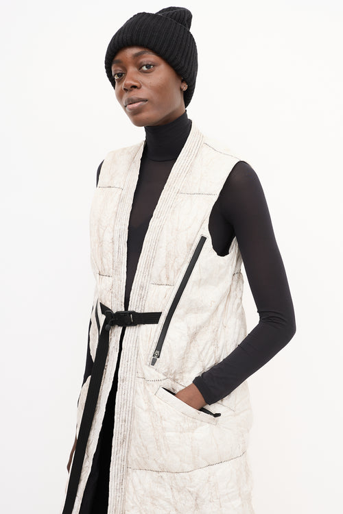 Enfin Levé White & Brown Textured Open Vest