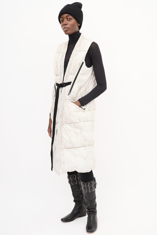 Enfin Levé White & Brown Textured Open Vest