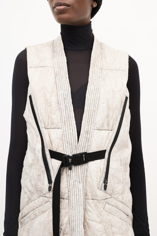 Enfin Levé White & Brown Textured Open Vest