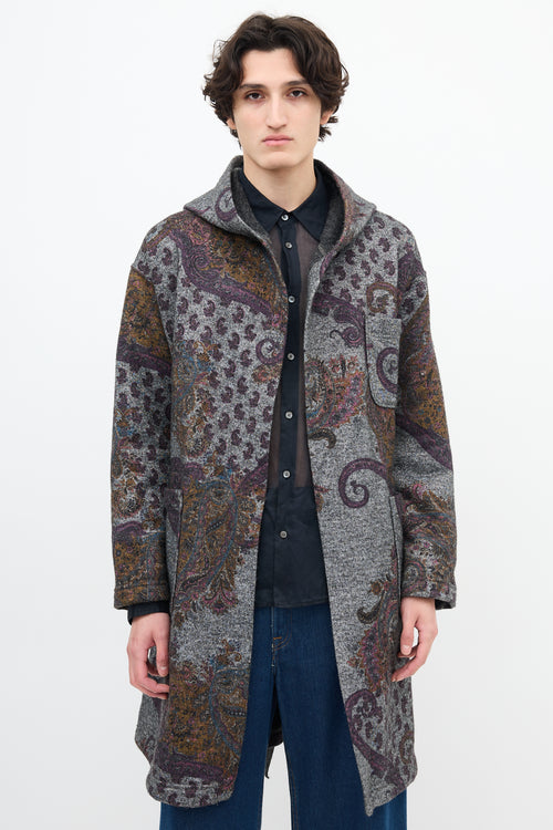 Engineered Garments Grey & Multi Paisley Belted Robe