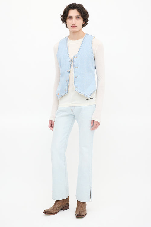 ERL X Levi's Light Wash Denim Sherpa Lined Vest