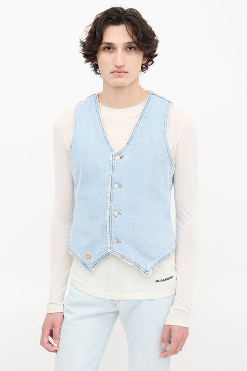 ERL X Levi's Light Wash Denim Sherpa Lined Vest