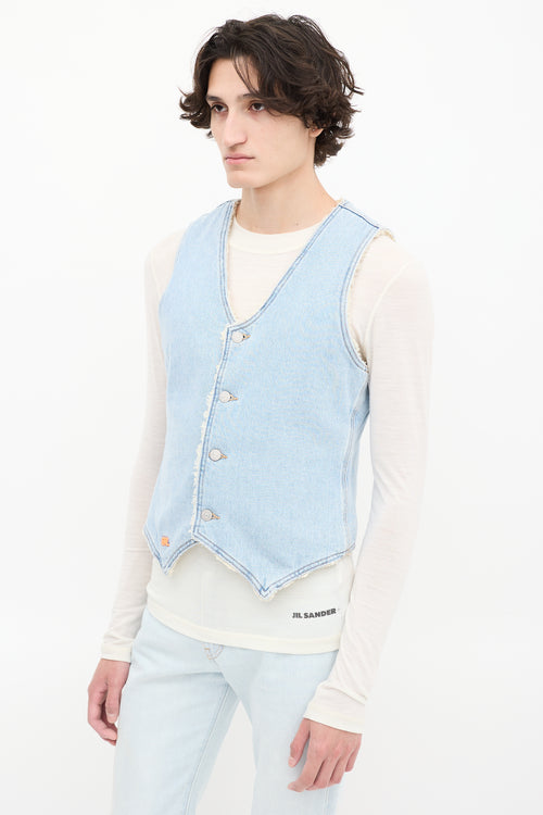 ERL X Levi's Light Wash Denim Sherpa Lined Vest