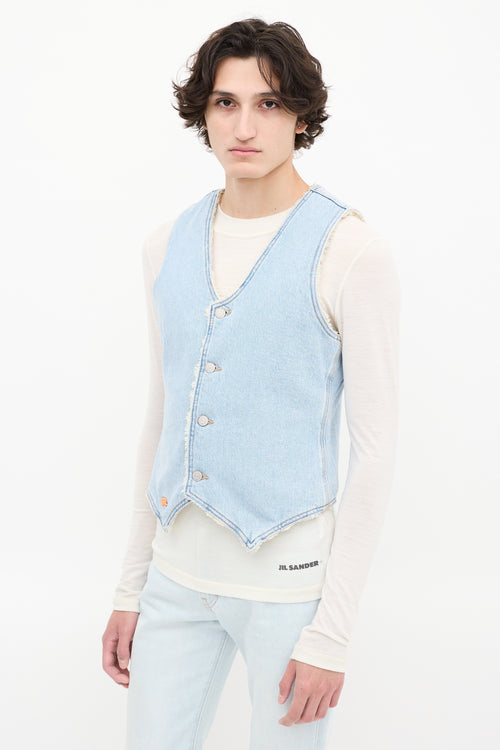 ERL X Levi's Light Wash Denim Sherpa Lined Vest