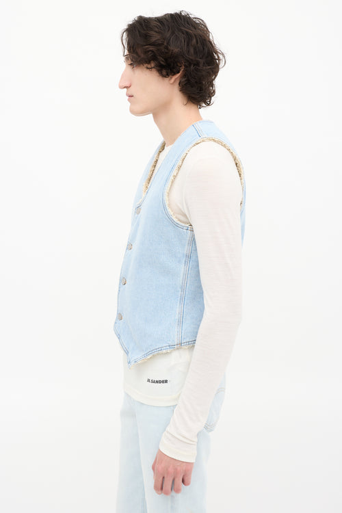 ERL X Levi's Light Wash Denim Sherpa Lined Vest