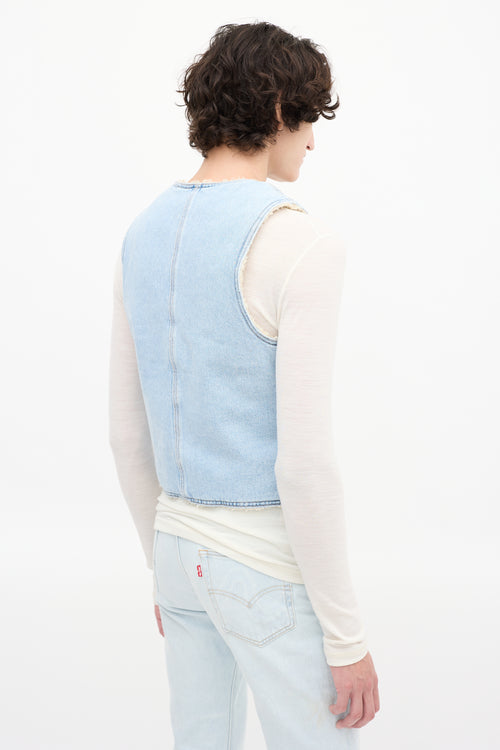 ERL X Levi's Light Wash Denim Sherpa Lined Vest