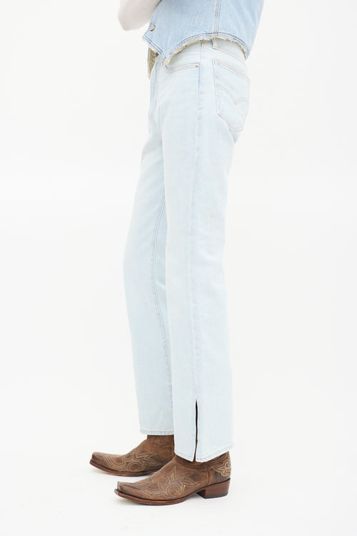 ERL X Levi's Light Wash Split Flare Leg Jeans