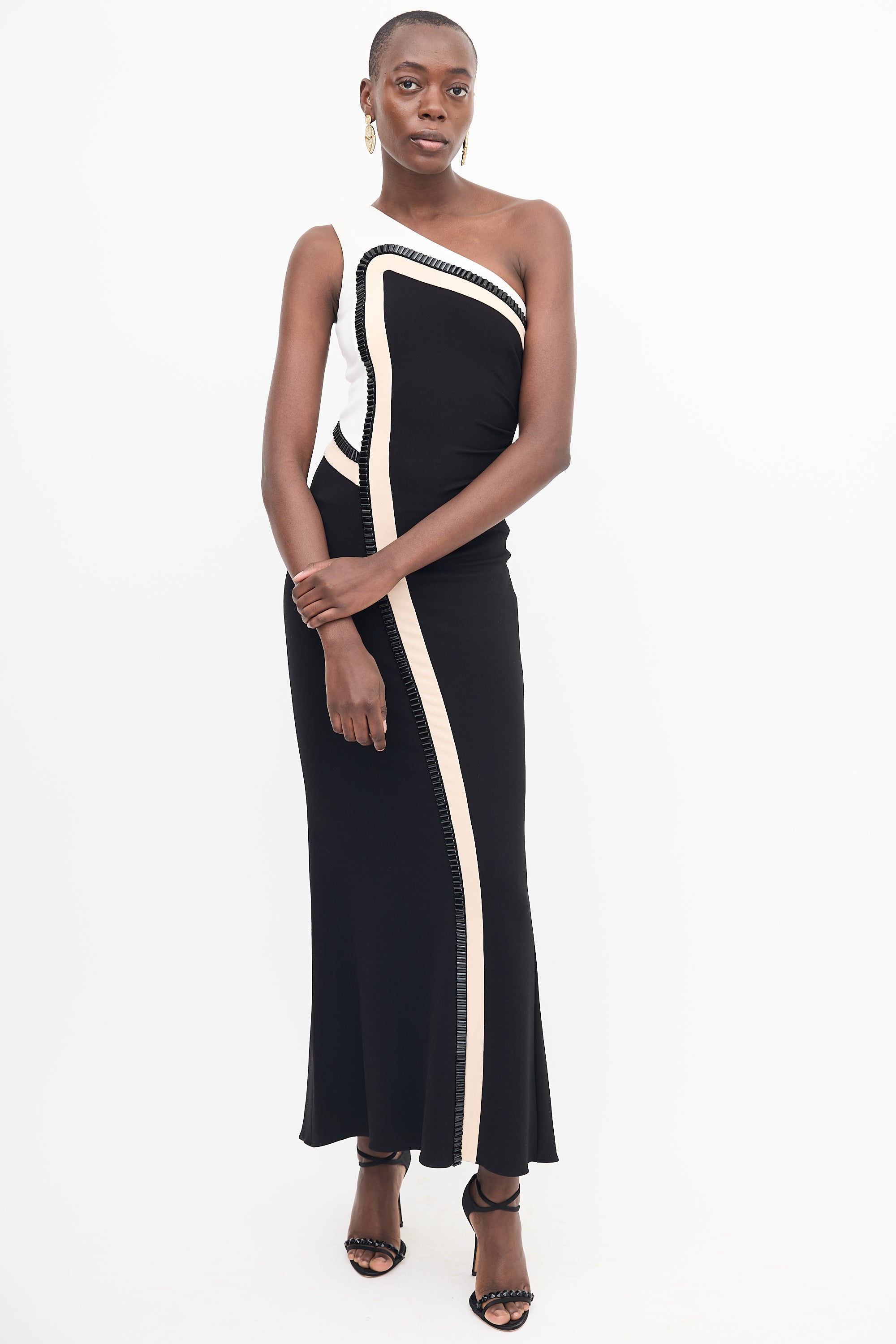 Escada // Black & Multi Asymmetrical Maxi Dress VSP Consignment Escada // Black & Multi Asymmetrical Maxi Dress VSP Consignment