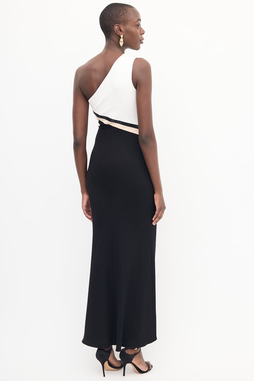 Escada Black & Multi Asymmetrical Maxi Dress