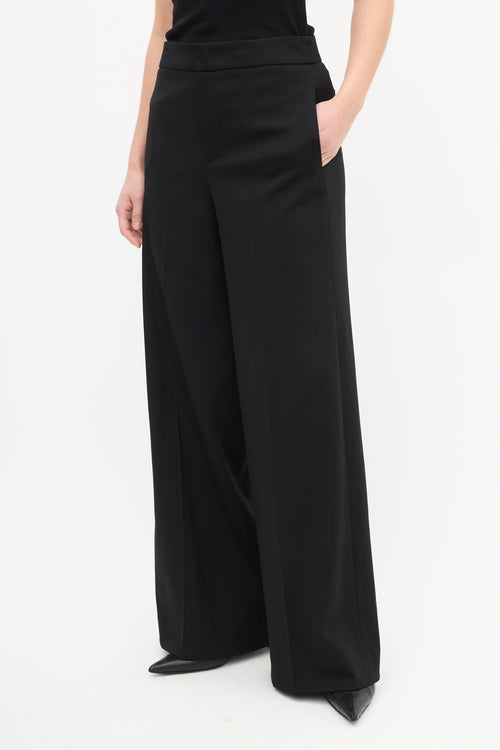 Etro Black Wool Wide Leg Trouser