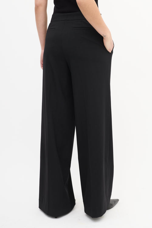 Etro Black Wool Wide Leg Trouser