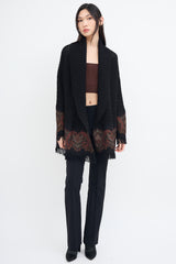 Etro Black Wool Knit & Multi Paisley Cardigan