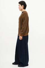 Etro Brown & Green Wool Striped Chevron Cardigan