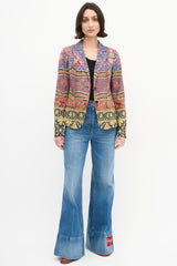 Etro Purple & Multi Cotton Printed Blazer