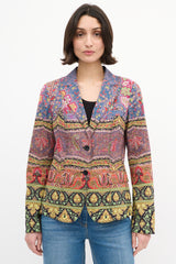 Etro Purple & Multi Cotton Printed Blazer