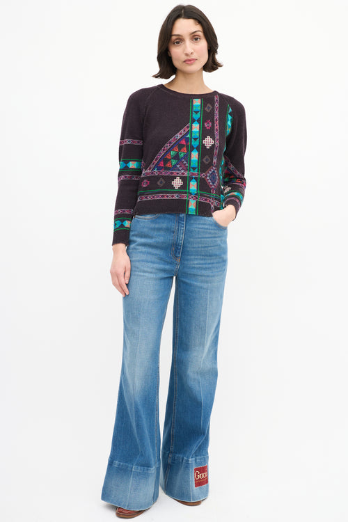 Etro Purple & Multi Knit Geometric Sweater