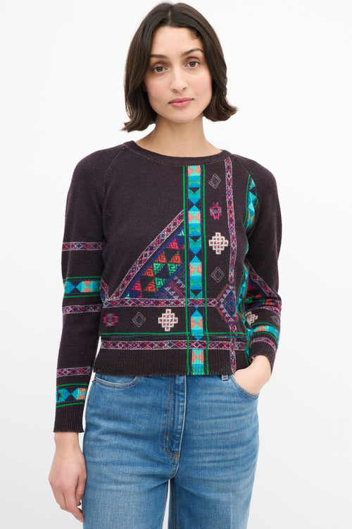 Etro Purple & Multi Knit Geometric Sweater