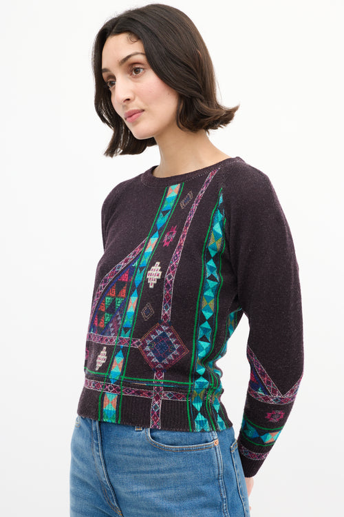 Etro Purple & Multi Knit Geometric Sweater