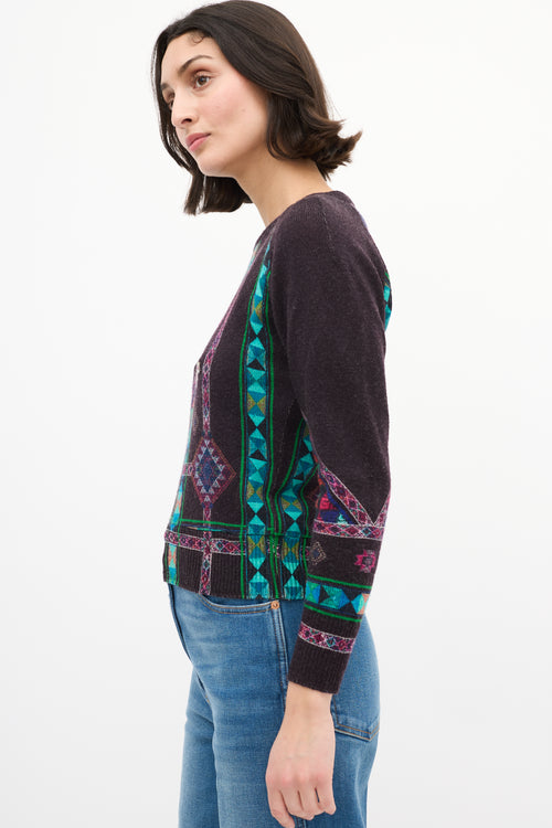 Etro Purple & Multi Knit Geometric Sweater