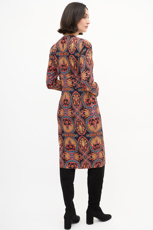 Etro Black & Multi Printed Sheath Dress