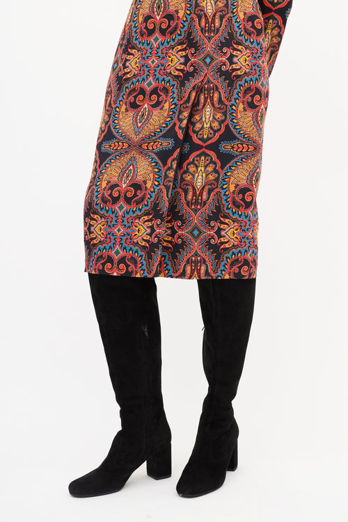 Etro Black & Multi Printed Sheath Dress