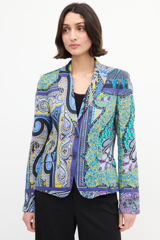 Etro Purple & Multi Linen Paisley Blazer