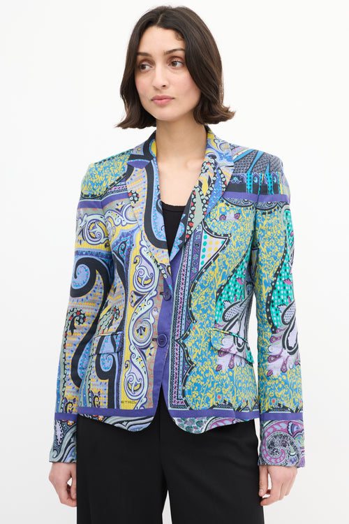 Etro Purple & Multi Linen Paisley Blazer