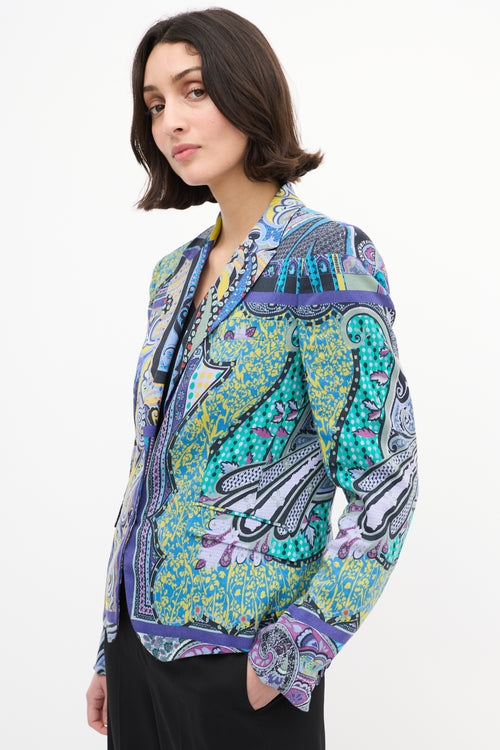 Etro Purple & Multi Linen Paisley Blazer