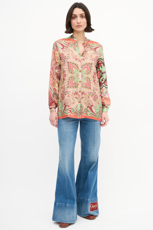 Etro Pink & Multi Silk Printed Shirt