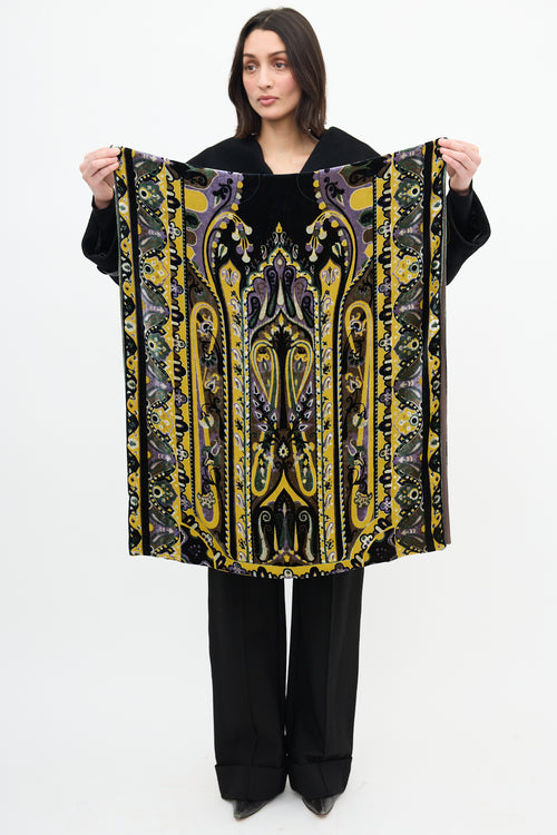 Etro Black & Multi Velvet Paisley Scarf